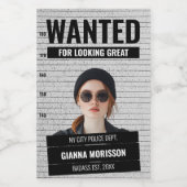 Grappige Mugshot Gezocht Poster Aangepaste Naam & Wijn Etiket (Enkel label)