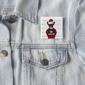 Grappige Mugshot Kerstman Hond Kerstmis Vierkante Button 5,1 Cm (In situ)
