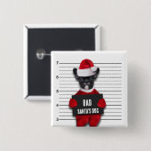 Grappige Mugshot Kerstman Hond Kerstmis Vierkante Button 5,1 Cm (Voorkant /achterkant)