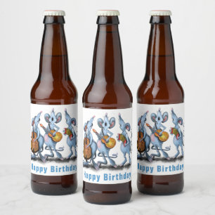 Grappige Muis Band Uw Verjaardag Fles Labels Bier Etiket