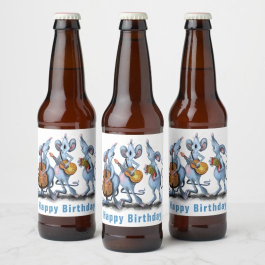 Grappige Muis Band Uw Verjaardag Fles Labels Bier Etiket (Flessen)