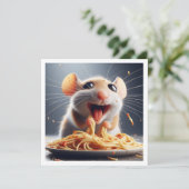 Grappige Muis Diner uitnodiging, Muis Verjaardag Kaart (Staand voorkant)