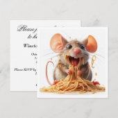 Grappige Muis Diner uitnodiging, Muis Verjaardag Kaart (Voorkant / Achterkant)