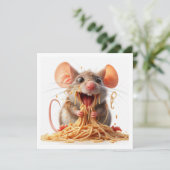 Grappige Muis Diner uitnodiging, Muis Verjaardag Kaart (Staand voorkant)