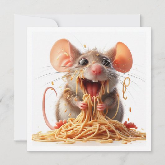 Grappige Muis Diner uitnodiging, Muis Verjaardag Kaart (Voorkant)