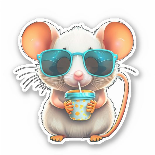 Grappige muis drink sticker (Voorkant)