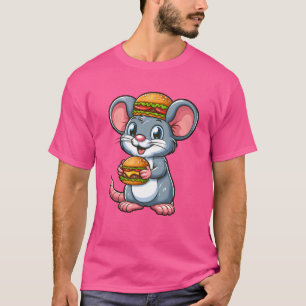 Grappige muis hamburger cheeseburger fastfood stri t-shirt