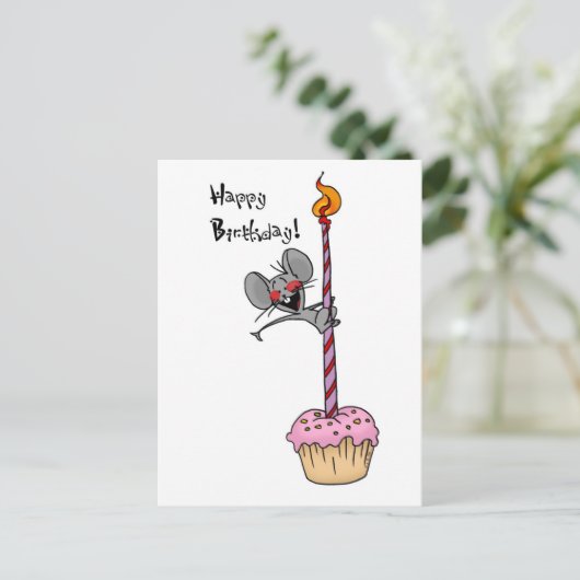 Grappige Muis Hand getrokken Verjaardag Ontwerp Briefkaart (Staand voorkant)