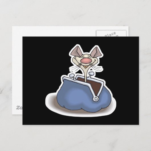 grappige muis in wisseltas briefkaart (Voorkant / Achterkant)