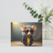 Grappige muis met bril briefkaart (Staand voorkant)