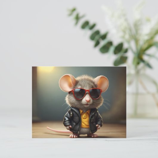 Grappige muis met bril briefkaart (Staand voorkant)