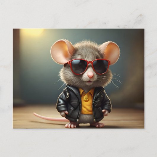 Grappige muis met bril briefkaart (Voorkant)