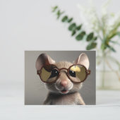 Grappige muis met bril briefkaart (Staand voorkant)