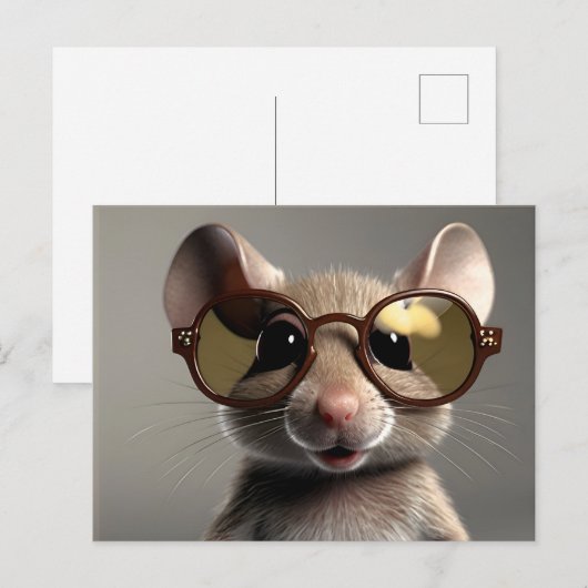 Grappige muis met bril briefkaart (Voorkant / Achterkant)