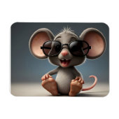 Grappige muis met bril magneet (Horizontaal)