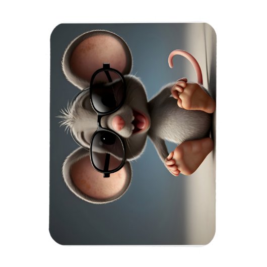 Grappige muis met bril magneet (Verticaal)