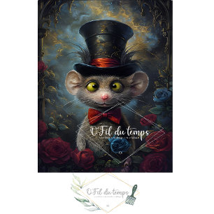 Grappige muis met een pet tissuepapier