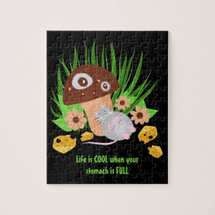 Grappige muis met kaas legpuzzel