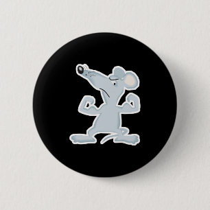 grappige muis met spieren ronde button 5,7 cm