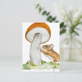 Grappige muis met wilde paddenstoel briefkaart (Staand voorkant)