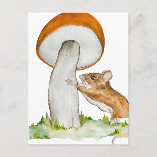 Grappige muis met wilde paddenstoel briefkaart (Voorkant)