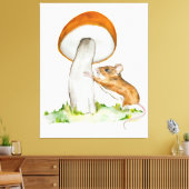 Grappige muis met wilde paddenstoel canvas afdruk (Insitu (Woonkamer))