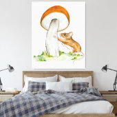 Grappige muis met wilde paddenstoel canvas afdruk (Insitu (Slaapkamer))