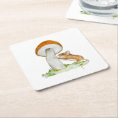 Grappige muis met wilde paddenstoel kartonnen onderzetters (Schuin)