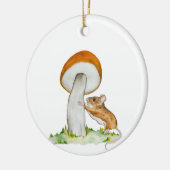 Grappige muis met wilde paddenstoel keramisch ornament (Links)