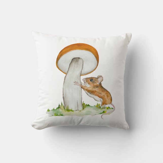 Grappige muis met wilde paddenstoel kussen (Voorkant)