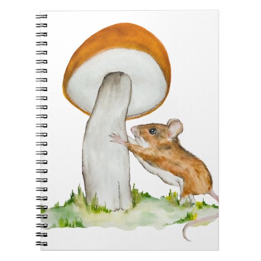 Grappige muis met wilde paddenstoel notitieboek (Voorkant)