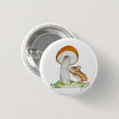 Grappige muis met wilde paddenstoel ronde button 3,2 cm (Voorkant /achterkant)