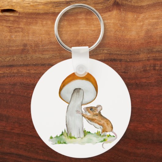 Grappige muis met wilde paddenstoel sleutelhanger (Voorkant)