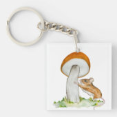 Grappige muis met wilde paddenstoel sleutelhanger (voorkant)