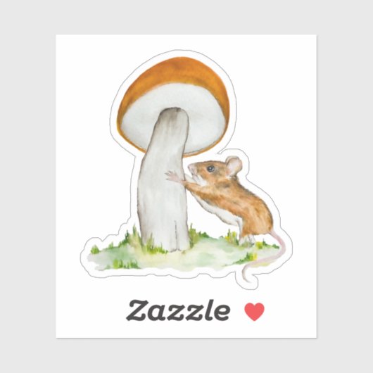 Grappige muis met wilde paddenstoel sticker (Vel)