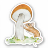 Grappige muis met wilde paddenstoel sticker (Voorkant)