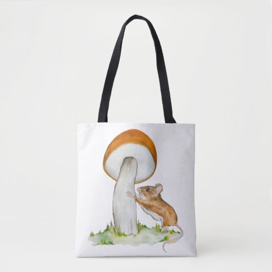 Grappige muis met wilde paddenstoel tote bag (Voorkant)