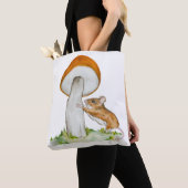 Grappige muis met wilde paddenstoel tote bag (Dichtbij)
