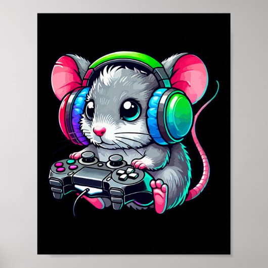 Grappige Muis Video Games Liefhebber Gamer Gaming  Poster (Voorkant)