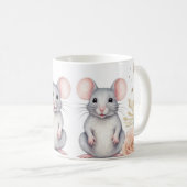 Grappige muizen en bloemen fantasie koffiemok (Voorkant rechts)