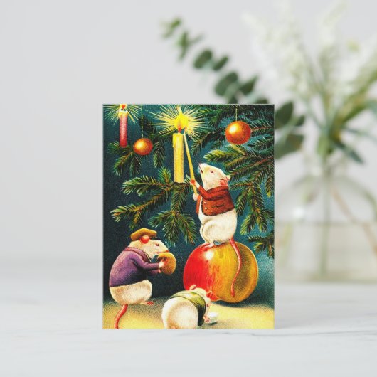 Grappige Muizen. Vintage briefkaart (Staand voorkant)