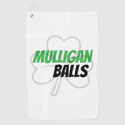 Grappige Mulligan Balls Groene Ierse Klaver Golfhanddoek (Voorkant)