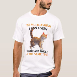 Grappige multitasking kat t-shirt