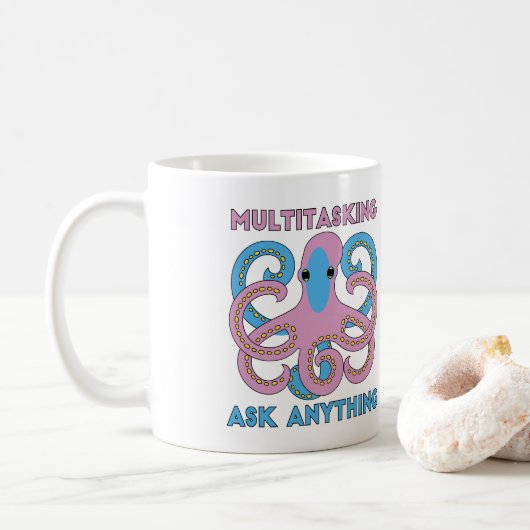 Grappige multitasking Vraag iets Octopus Koffiemok (Met donut)