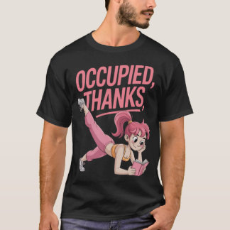 Grappige Multitasking Vrouw Bezig Yoga Lezen Gym T-shirt