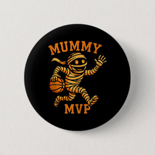 Grappige Mummie Basketbal Halloween Ontwerp Mvp Mo Ronde Button 5,7 Cm