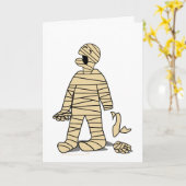 Grappige mummie gebroken hand Halloween Kaart (Gele Bloem)
