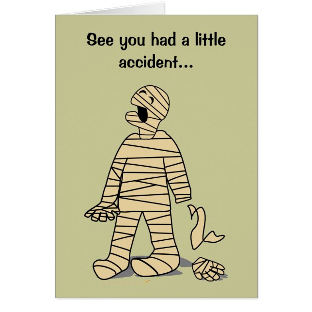 Grappige mummie gebroken hand voelt zich snel bete (Voorkant)