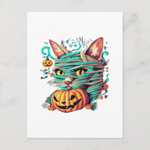 Grappige Mummie Kat Halloween Briefkaart