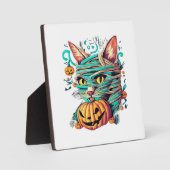 Grappige Mummie Kat Halloween Fotoplaat (Voorkant)